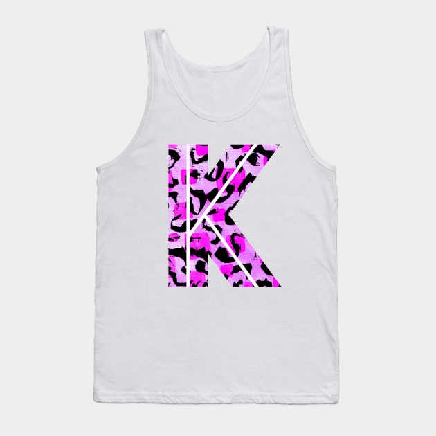 Abstract Letter K Watercolour Leopard Print Alphabet Tank Top by Squeeb Creative